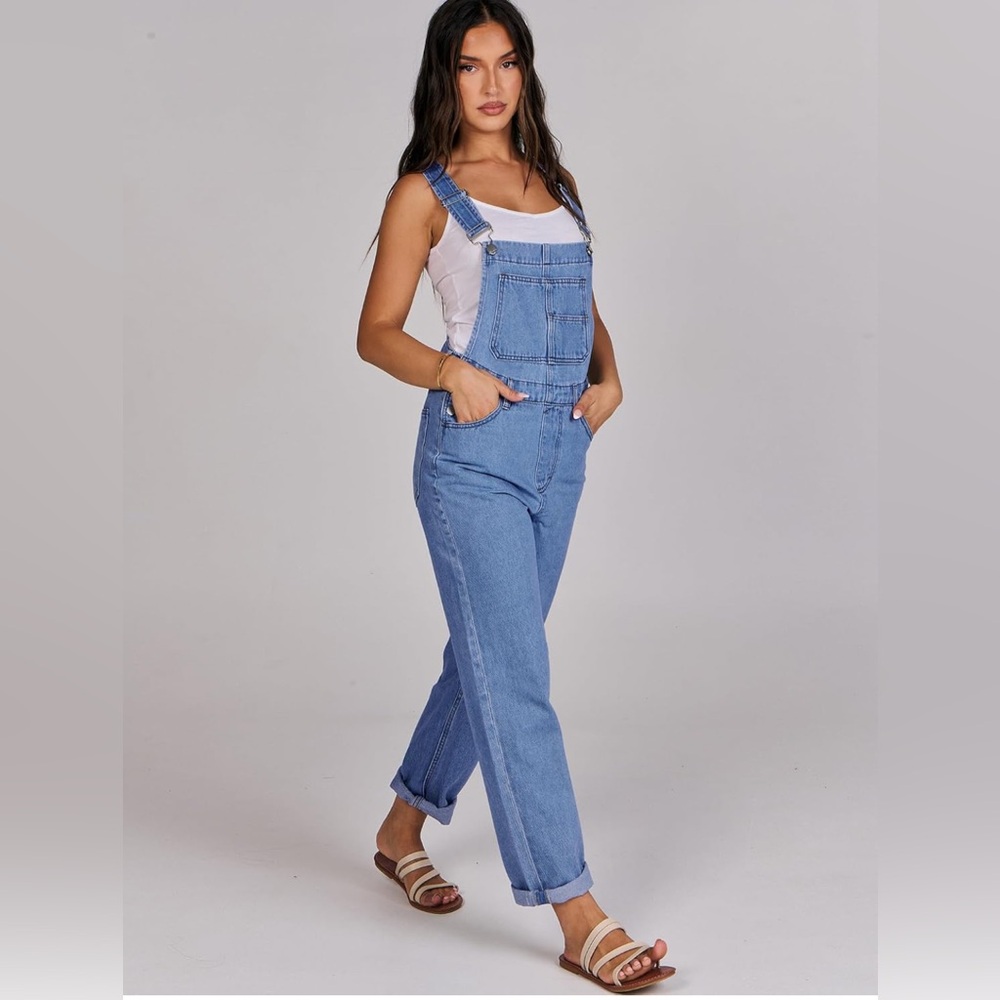 ANRABESS Loose Fit Denim Adjustable Strap Jean Jumpsuit Bib 2025 Casualwork - Picture 3 of 8